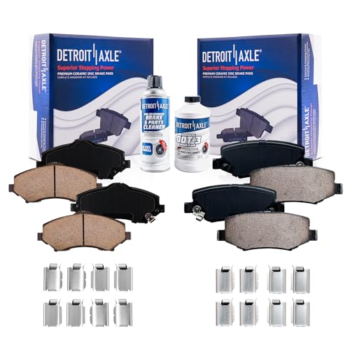 Image of Detroit Axle - Brake Pads for Dodge Nitro Jeep Liberty Wrangler JK, Front and Rear Ceramic Brake Pads w /Hardware Replacement