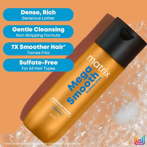 Matrix Professional Mega Smooth Sulfate-free Shampoo with Squalane and Bonding Blend for Gentle Cleansing and Bond Repair| Smoothens Hair | Safe for Chemically Treated Hair 200ml - Image 5