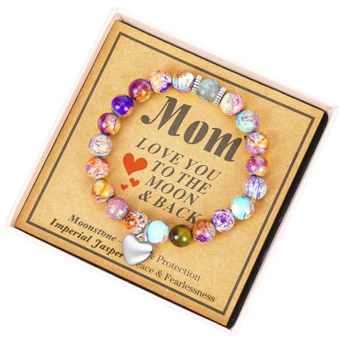 VICKHU Mothers Day Gifts From Daughter Son Crystal Moonstone Bracelet for women Birthday Thanksgiving Day Christmas Valentine's Day Gifts for mom auntin grandma mommy