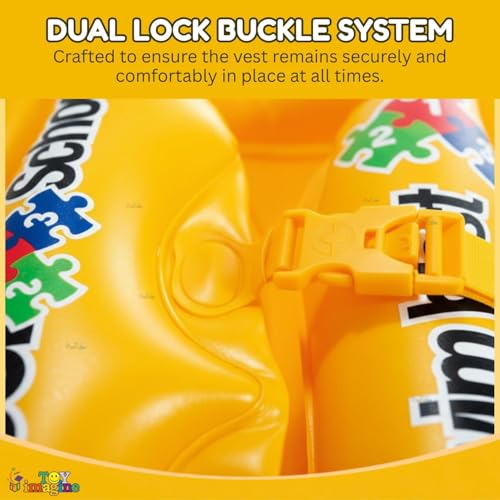 Image of Kids Inflatable Swim Vest 2-8 Years for Boys & Girls | Adjustable Swimming Jacket with Safety Buckles | Lightweight Pool Training Float Jacket for Children (Blue, Middium)