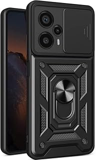 متوافق مع بوكو F5 5g حافظة خلفية حماية ممتازة غطاء منزلق للكاميرا مدمجة مقاومة للصدمات متوافقة لون أسود بلاستيك