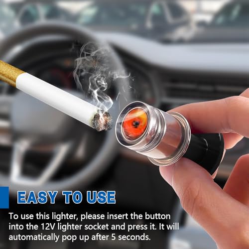 Image of Fire Missiles Button Car Cigarette Lighter Plug, Car Cigarette Lighter Replacement, Aluminum Alloy Push Button Lighter Plug, Standard 12V Fast Heating Power Socket for Auto