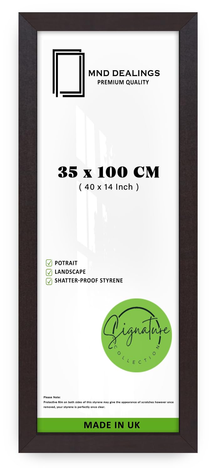 MND Dealings Elegant Flat Style Wide Mahogany 100x35 cm Poster Frame| Use as Home Decor/Wall Gallery/Art work/Picture Frame | Solid MDF Wood with HD Perspex (Mahogany)