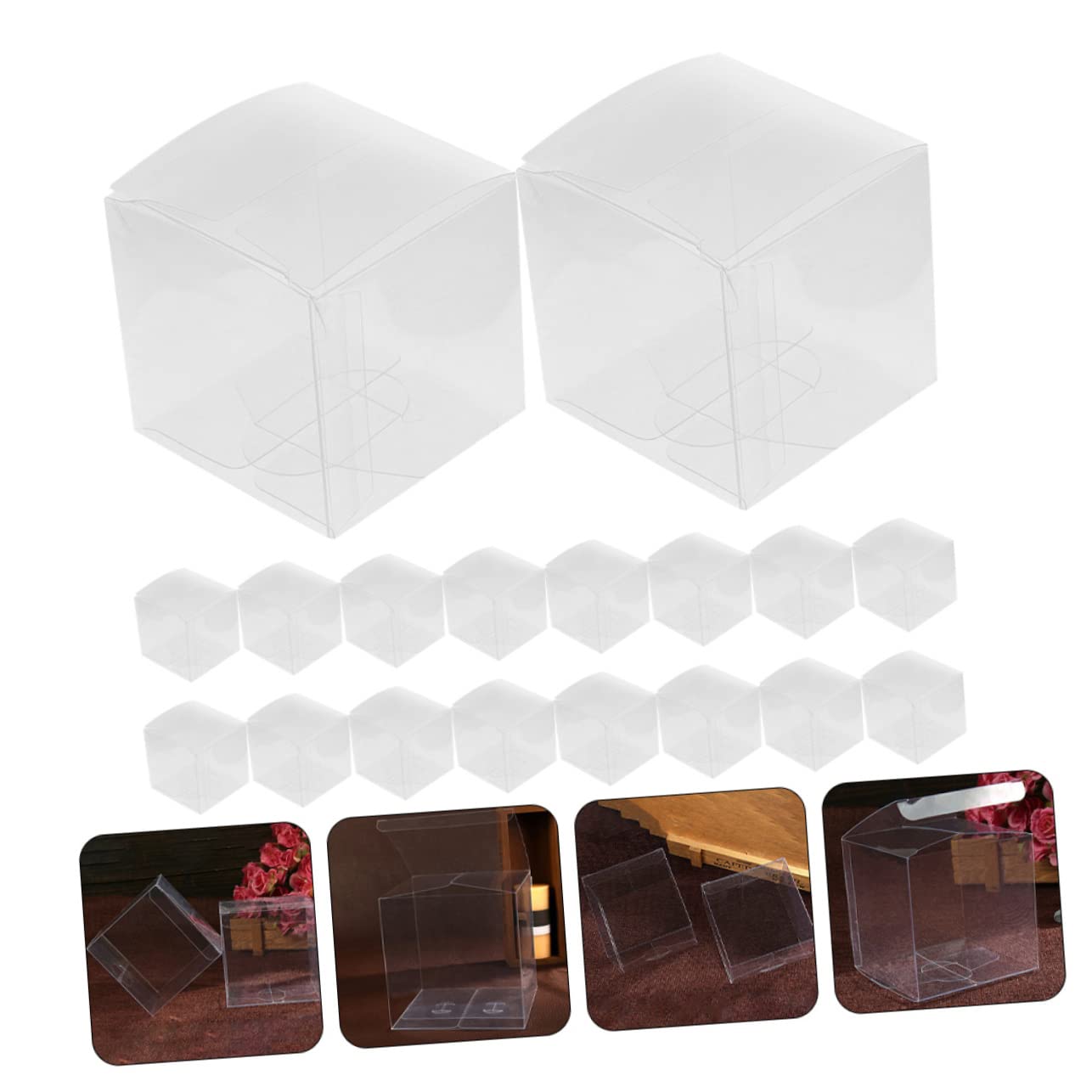 Amosfun Scatole Regalo Trasparenti Quadrati in Pvc 20pezzi Confezioni per Cioccolatini Bomboniere Feste Dolci