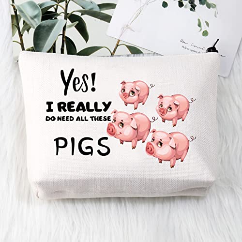 PLITI Pig Makeup Bag Funny Pig Lover Gift Pet Pig Gifts Yes I Really Do Need All These Pigs Farming Pig Zipper Pouch(need all pigsU) - Image 3