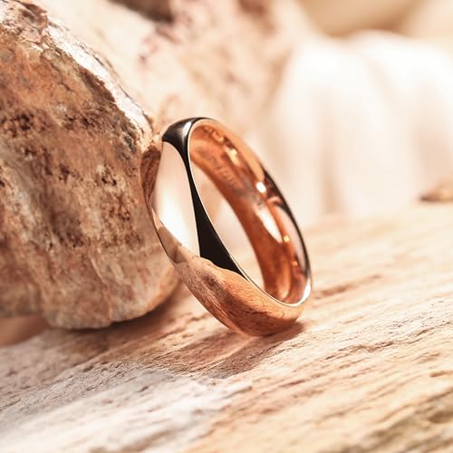 Image of King Will Men's Women's Tungsten Carbide Ring 24k Gold Plated Rose Gold Plated Domed Polished Finish Wedding Band