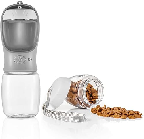Miniatura 12 de WePet Botella de agua portátil para perros con contenedor de alimentos, 19 onzas + 6 onzas, dispensador de agua para cachorros a prueba de fugas con
