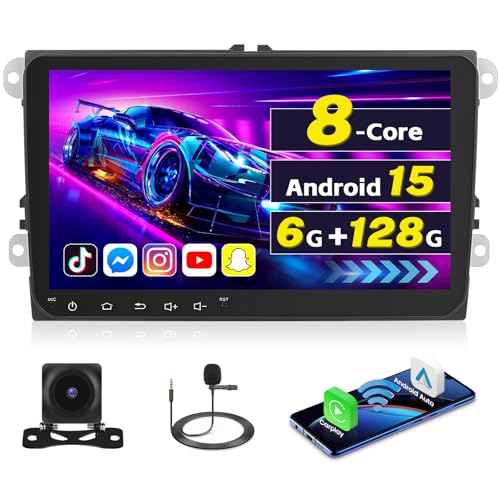 [6G+128G] Inefala Android 15 Radio Coche para VW Golf Polo Touran Caddy Passat Tiguan con Wireless Carplay Android Auto, 9' Pantalla Autoradio con GPS WiFi RDS/FM Bluetooth EQ SWC Cámara Trasera Mic