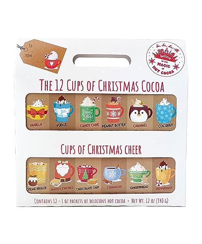 Christmas Coffee or Hot Chocolate Gift - 12 Varieties of Christmas Coffee or Cocoa Advent Calendar for Kids and Adults (Cocoa)