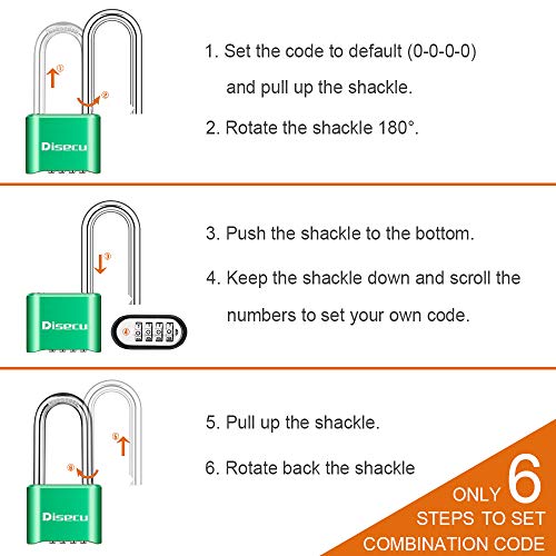 Image of 1 Pack disecu Heavy Duty 4 Digit Combination Lock, 2.5 Inch Long Shackle Outdoor Waterproof Padlock for School Gym Locker, Storage Unit, Fence, Gate, Toolbox (Green)