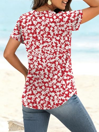 Image of ANRABESS Womens Short Sleeve V Neck Tops Summer Casual T-Shirts Blouses 2026 Spring Trendy Beach Vacation Clothes