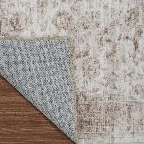 Living Room 9x12 Area Rugs - Large Boho Rugs for Living Room Stain Resistant Carpet Vintage Tribal Rugs for Bedroom with Non Slip Backing Home Decor Floor Decoration Mat 9x12 Beige/Brown