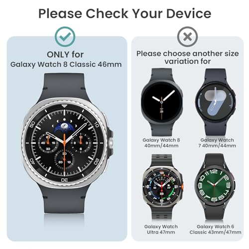 Image of Tensea [5+5Pack for Samsung Galaxy Watch 8 Classic Screen Protector Case 46mm Accessories, Hard PC Bumper /HD Anti-Fog Tempered Glass Protective Film, Face Cover Set for Women Men
