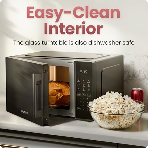 Image of Chefman Countertop Microwave Oven 0.9 Cu. Ft., 900 Watts with 10 Power Levels, 6 Cooking Presets with One-Touch Express Cook, Eco Mode, Child Safety Lock, & Mute Button - Black