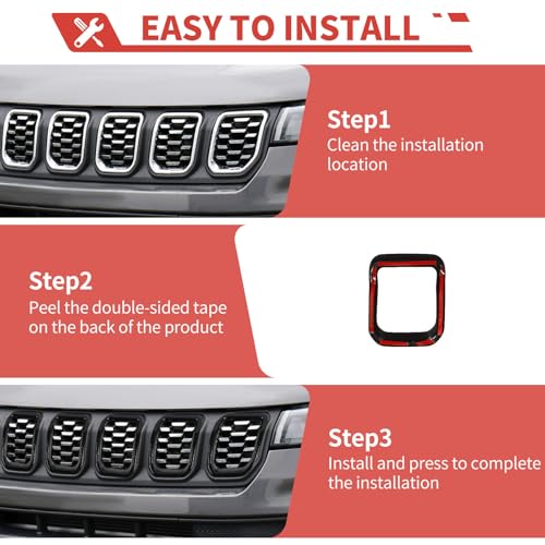 Image of Grill Inserts Grille Guards Trim Exterior Accessories Compatible with Jeep Compass 2021+ Trailhawk /Limited /Latitude /Altitude /Sport(Black)