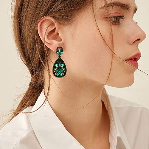 EleQueen Women's Wedding Bridal Austrian Crystal Bohemia Teardrop Chandelier Dangle Earrings - Image 4