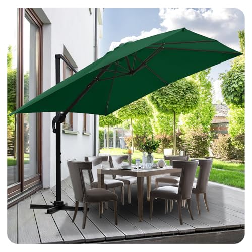 Jaxguom Drehbar Ampelschirm Sonnenschirm 300x300 cm eckig Gartenschirm mit Kurbe 360° Drehbar &...