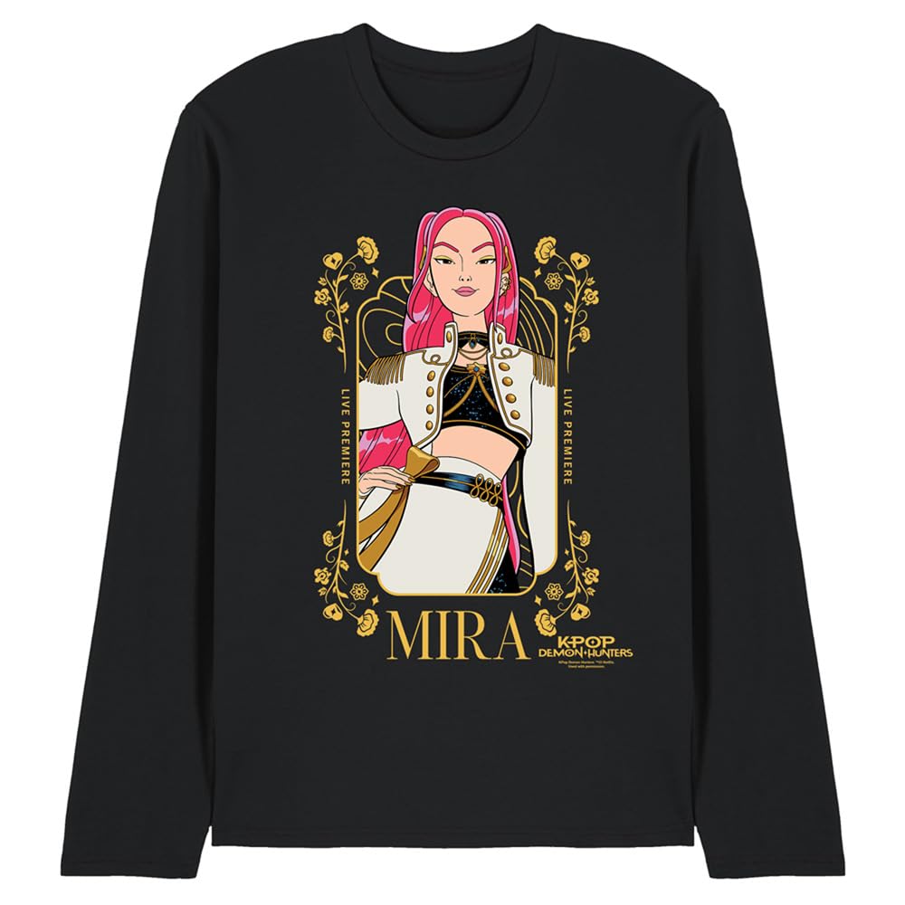 Kpop Demon Hunters Mira Golden Frame Unisex Long Sleeve T Shirt, Black, Medium