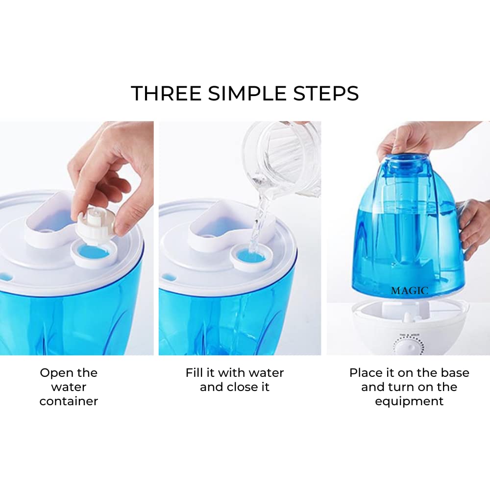 Humidificador Ultrasónico de 4L, Humidificador de Vapor Frio, Difusor de Aceites Esenciales, Deposito de Agua de Gran Capacidad con Bandeja, Difusor de Aroma, con 2 Boquilla 360º Girable (4L)