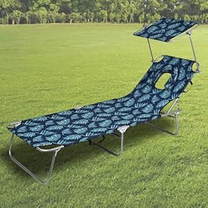 Generisch Klappbarer Sonnenstuhl mit Sonnendach Blau/Grün