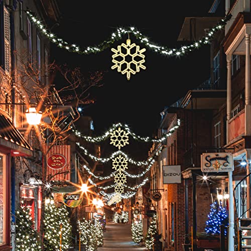 SALCAR 40cm Schneeflocken Deko Weihnachten, LED Schneeflocke Fenster Tür, Weihnachtsdeko Außen Innen Leuchtend Neonlicht XXL, Warmweiß
