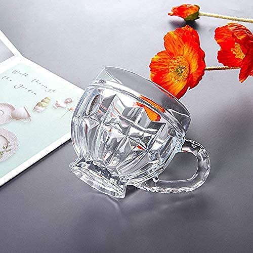 Image of MARTVIA 250 ML Crystal Clear Toughened Glass Tea Cup with Convenient Solid Handle Cups, Espresso Mug Set for Tea, Coffee, Hot /Cold Drinks Set of 6 (European Crystal, Set of 6)
