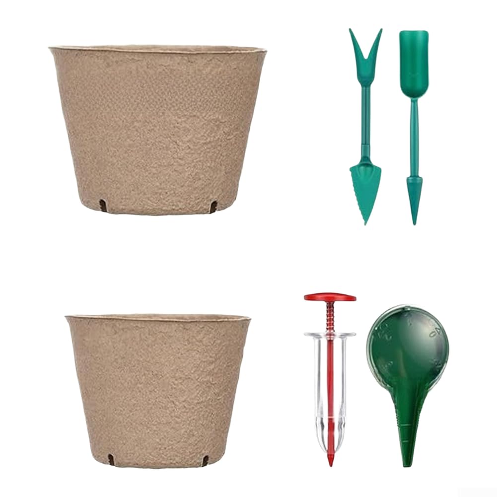 Biodegradable Plant Starting Pots with Drainage Holes for Healthy Root Growth and Easy Transplanting of Flowers Herbs Vegetables in Garden Outdoor(C)