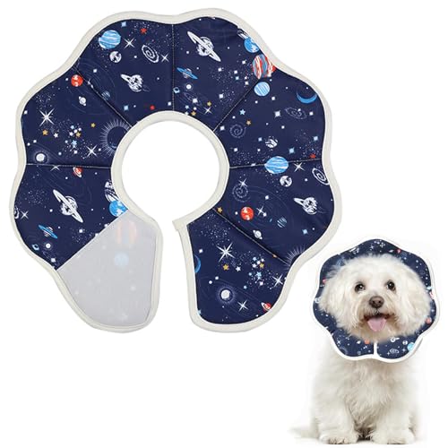 Xiuyer Collar Isabelino para Perro Grande y Pequeño, Plegable, para Curación de Heridas, Gatos y Cachorros, Azul (L)