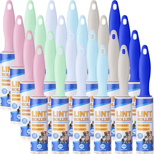 Hushee 24 Pack Bulk Mini Lint Roller for Travel 720 Sheets 6 Small Lint Removers Portable Lint Roller Travel Size Removers Sticky Removing Tool for Pet Hair Clothes Furniture Car Seat