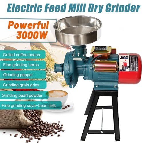 Image of H&ZT 3000W Dry Electric Grain Mill Grinder, 110V Rice Wheat Corn Grinder Machine, Home & Farm Flour Mill, Molino de Maiz Electrico