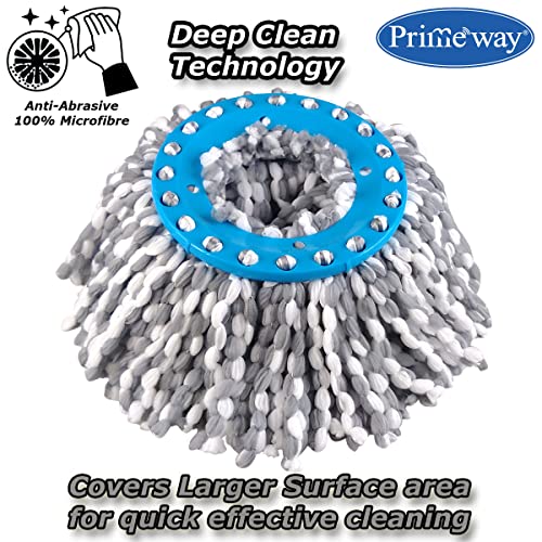 Image of Primeway Polyester Water Absorbent Microfibre Spin Mop Refills | Dense Replacement Mop Heads | Floor Pocha Mop Cloth | XL | 38cm | 115 Grams Each | 4 Pcs (Grey)
