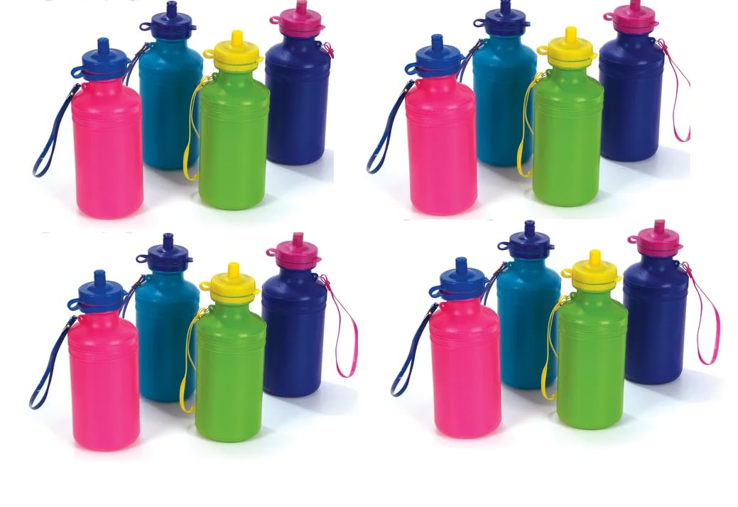 120 Neon Sport Water Bottles 18 Oz - 7 5 Inch Reusable Water Bottle for School Sports Birthday