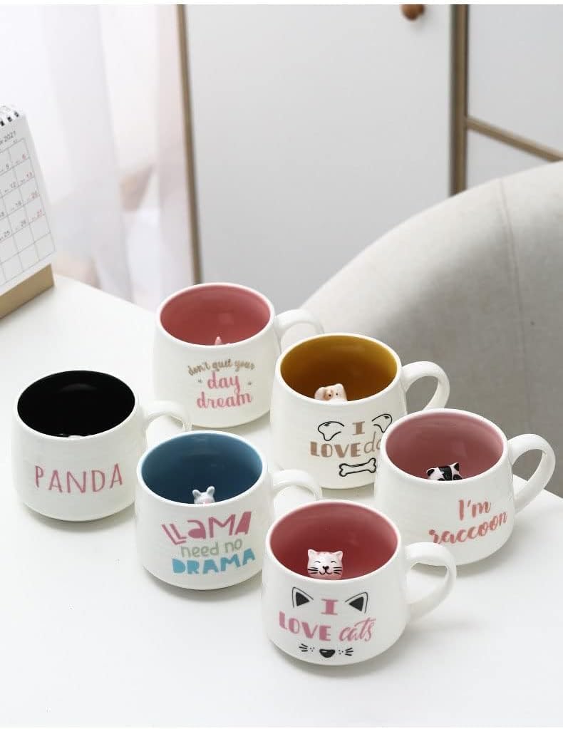 Cute Cat Mug Cat Mugs for Cat Lovers Ceramic Animal Inside Mug Funny Tea Cups Unique Birthday Gift for Women Kid Friends Novelty Birthday Gifts