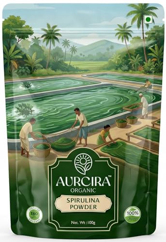 Image of Spirulina Powder | Organic Spirulina Powder (Blue Green Algae) | Nutrient-Dense Superfood Powder with Phycocyanin | For Smoothies, Juices & Shakes | Vegan (100g)