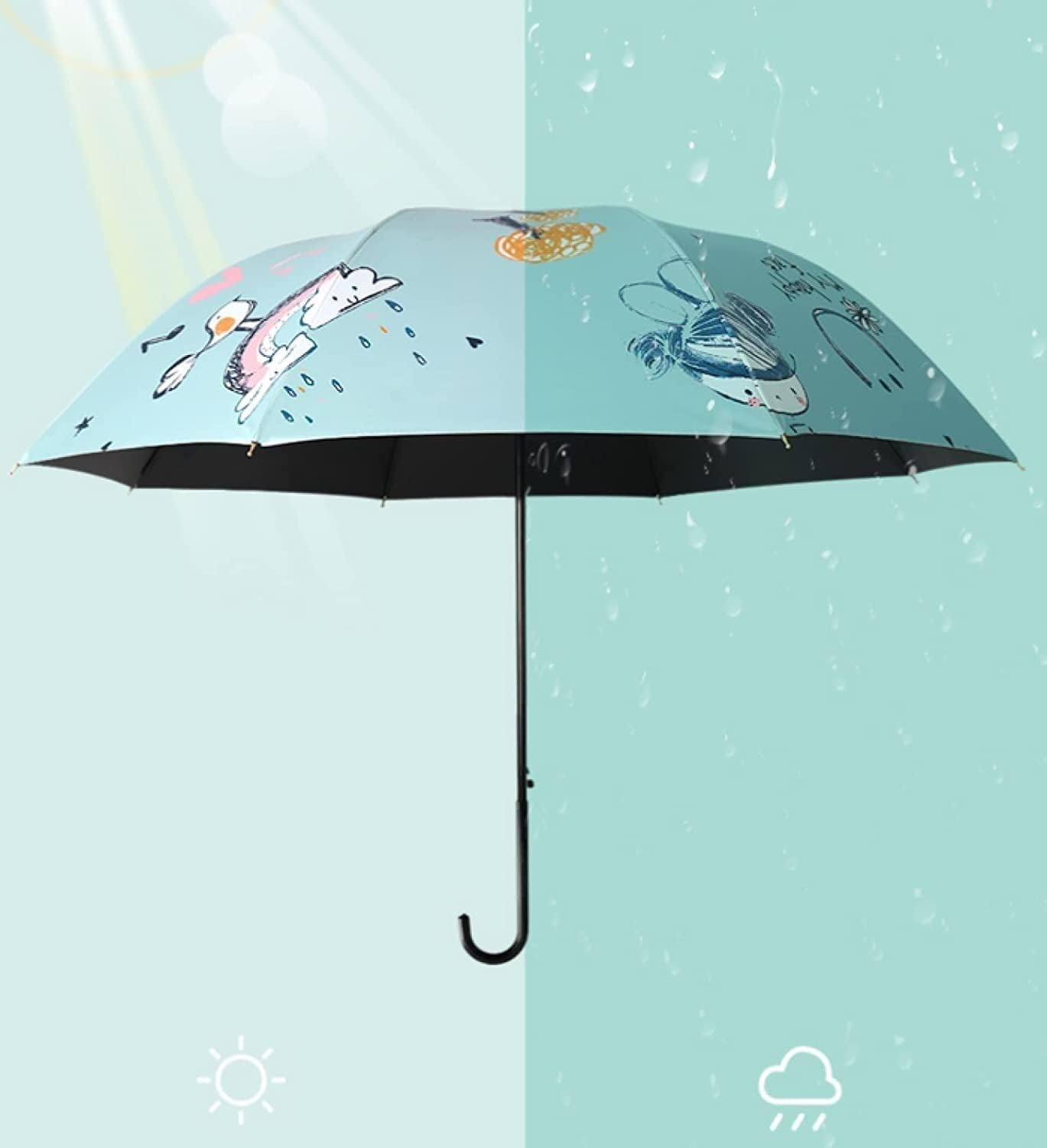 Portable Umbrella for Travel Long-Handled Umbrella Large Sunshade Sunscreen Sun Umbrella for Men and Women Umbrella Outdoor(Pink)