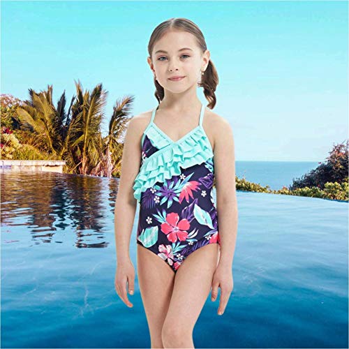 Image of Girls One Piece Swimsuits Hawaiian Ruffle Swimwear Beach Bathing Suit