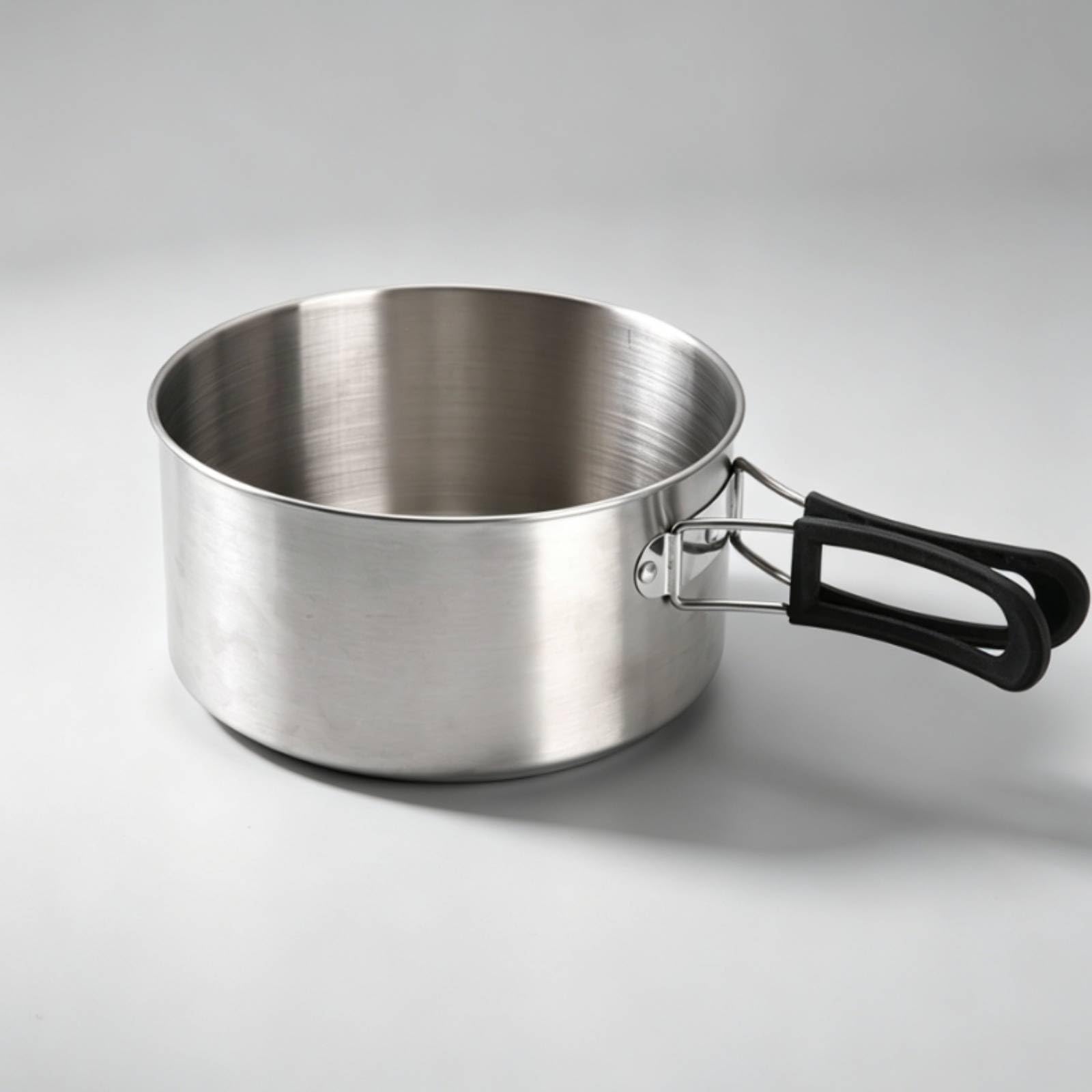 LOVIVER 4 Piezas Utensilios de Batería Portátil Olla Sartén y Tetera Acero Inoxidable 304 con Abatibles Adecuado para Camping Rutas Mochilero