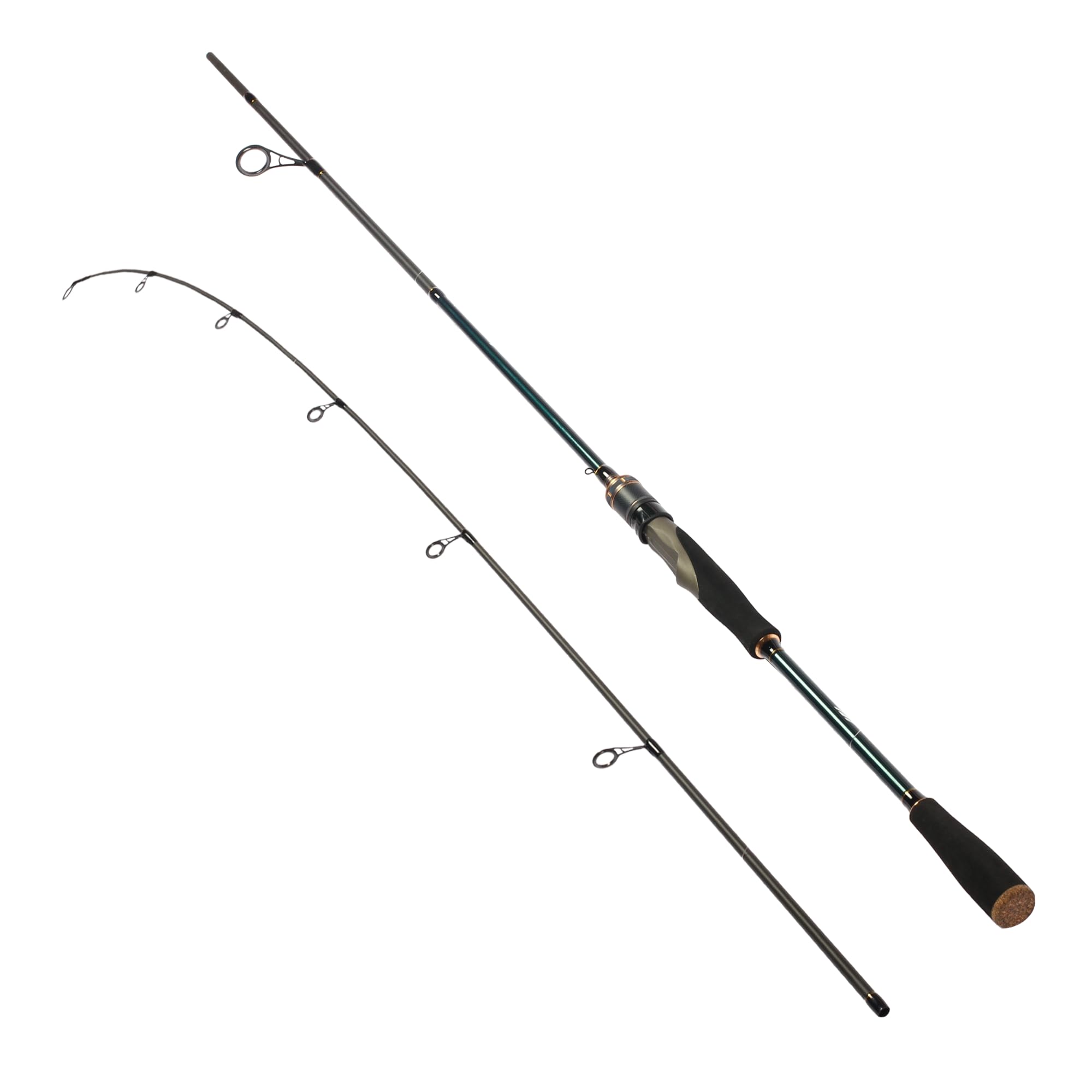 Eurasian Sports Medium Spin&Cast Fishing Rod Graphite Bass Fishing Rods Carbon 2 Piece Spinning Pole, Anti-tangling Guide Ring Portable Baitcasting Fishing Rods for Freshwater, Saltwater, Trout, Bass