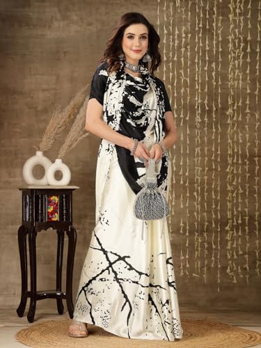 Image of Stylum Women's Tie & Dye Print Satin Saree