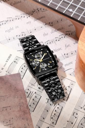 Image of Giordano Multi Function Watch for Men with Square Dial, Stainless Steel Strap and Date Display