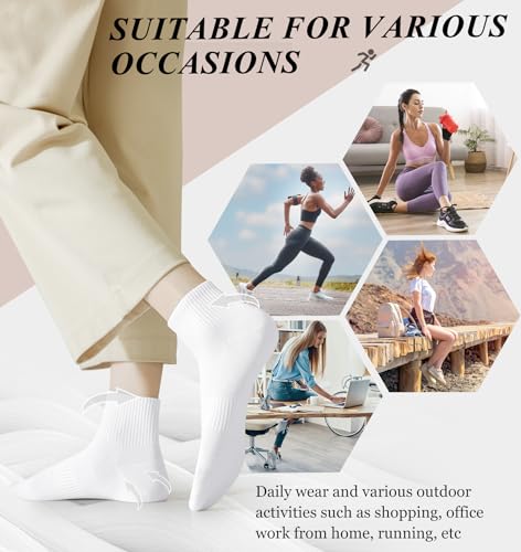 Image of YSense 10 Pairs Womens Ankle Socks Cotton Quarter Socks Women Men | Cushioned for Running Athletic Casual, Breathable Moisture-Wicking, Toe Seamless