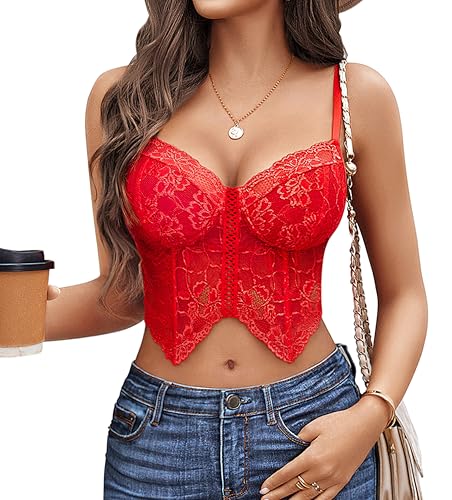 Image of Avidlove Lace Bralettes for Women Y2k Camisole Lingerie Adjustable Strap Crop Top
