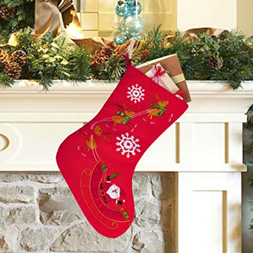 Christmas Stockings, Santa Snowman Reindeer Xmas Stockings Decoration and Party Accessory Lovely Embroidery Pattern for Family Decorations Hanging Ornament for Xmas Holiday Party