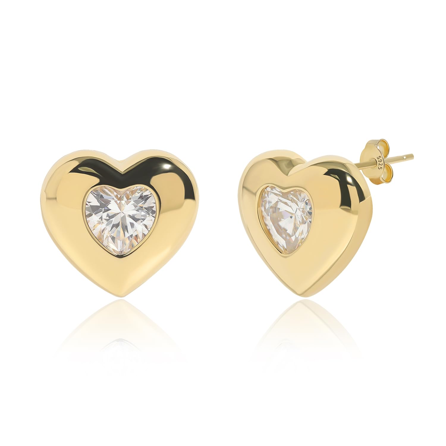 Meissa Orecchini argento 925 donna Orecchini cuore con zirconi placcati oro Orecchini anallergici Gioielli d'autunno Regalo ragazze adolescenti, Oro