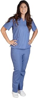 M&M SCRUBS Women Scrub Set Medical Scrub Top and Pants M Ceil Blue