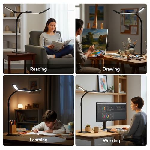 Lampe de bureau LED bras oscillant architecte variable lumineuse pour table de travail