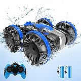 MEYUEWAL Ferngesteuertes Auto, 2.4Ghz 1/18 Wasserdicht RC Stunt Auto Mit 80m Fernbedienung 360 °Drehung Off Road Amphibisch Offroad Auto Wiederaufladbar Elektronisch Fahrzeug Spiele Geschenke (Blau)