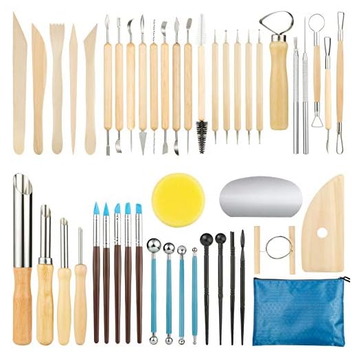 GuKKK Herramientas de Arcilla, 46 Piezas Herramientas de Modelado de Arcilla Set, Herramientas de Punteo, Ball Stylus Dotting Tools, Herramientas de SangrĂa de Cerámica, para DIY Arte Cerámica