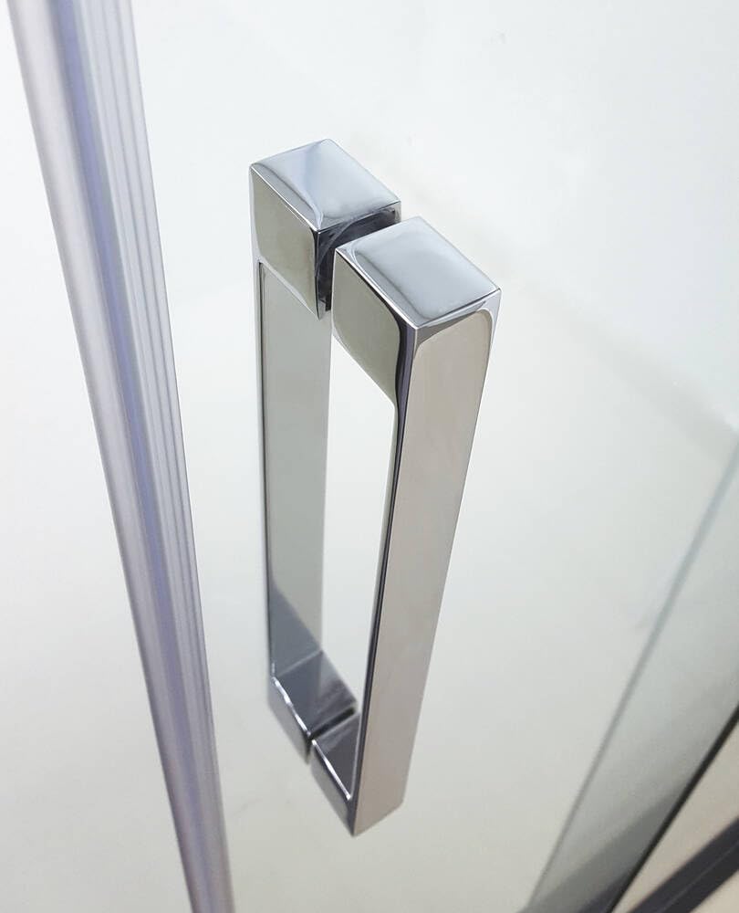 GME - Mampara Ducha Cromada Dos Puertas 2 Fijas + 2 Correderas 100X75cm | Mampara de Cristal Reversible, Perfilería con Ancho Adaptable y 195cm de Altura | Vidrio con Grosor 6mm y Cierre Magnético