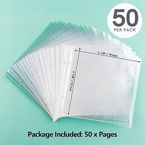Image of 50Pages Clear Inner Storage Bags for Storage 6 inchX6 Stencils Die Cuts and Stamps,2 Pockets Per Page can Fit More Stencils Organizer Scrapbooking Storage Folder Organizer
